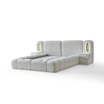 Pat Boxspring MERIVO PRO cu lada de depozitare, structura metalica, saltea premium cu topper integrat, LED-uri integrate in capatai, material premium - imagine 8