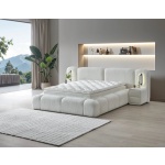 Pat Boxspring MERIVO PRO cu lada de depozitare, structura metalica, saltea premium cu topper integrat, LED-uri integrate in capatai, material premium - imagine 7