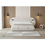 Pat Boxspring THALUMA PRO cu lada de depozitare, structura metalica, material si saltea premium cu topper integrat, LED-uri incorporate in capatai. - imagine 2