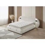 Pat Boxspring THALUMA PRO cu lada de depozitare, structura metalica, material si saltea premium cu topper integrat, LED-uri incorporate in capatai.