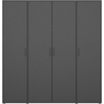 Dulap 187 cm lățime, 4 uși batante, culoare gri metalic, 194 cm înălțime, compartimentare premium cu 12 compartimente și 9 rafturi - imagine 3