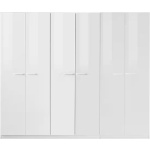 Dulap 271 cm lățime, 6 uși batante, compartimentare premium cu 11 rafturi, culoare alb lucios, material PAL, 229 cm înălțime, design modern pentru dormitor - imagine 4