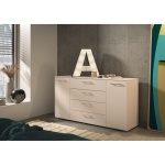 Comodă living modernă 160 cm cu 2 uși și 4 sertare, spațiu generos de depozitare, MDF și PAL, culoare crem