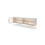 Comodă TV cashmere 181 cm cu 4 uși și iluminare LED, fronturi MDF cu sticlă, design modern elegant pentru living AUREA - imagine 3