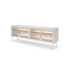 Comodă TV cashmere 181 cm cu 4 uși și iluminare LED, fronturi MDF cu sticlă, design modern elegant pentru living AUREA - imagine 2