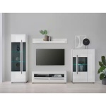 Set living modern cu 2 vitrine și comodă TV, alb lucios, design elegant și spațios pentru living contemporan