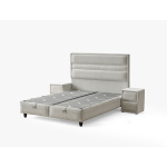 Pat Boxspring ASTRA cu ladă de depozitare, structură metalică, material si saltea premium cu topper integrat - imagine 6