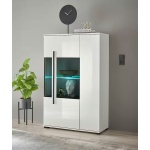 Set living modern cu 2 vitrine și comodă TV, alb lucios, design elegant și spațios pentru living contemporan - imagine 5