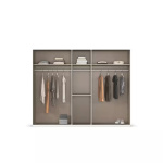 Dulap 251 cm lățime, 5 uși batante și 3 sertare, compartimentare premium cu bară haine, culoare alb alpin, material lemnos, 197 cm înălțime, design modern pentru dormitor - imagine 4