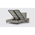 Pat Boxspring COMO cu ladă de depozitare, structura metalica, material și saltea premium cu topper integrat - imagine 4