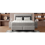 Pat Boxspring COMO cu ladă de depozitare, structura metalica, material și saltea premium cu topper integrat - imagine 2