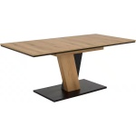 Masă dining extensibilă 140-180x90 cm, stejar-negru, material lemnos, înălțime 76 cm, design modern pentru bucătărie sau living - imagine 2
