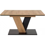 Masă dining extensibilă 140-180x90 cm, stejar-negru, material lemnos, înălțime 76 cm, design modern pentru bucătărie sau living - imagine 3