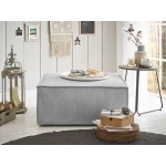 Otoman tapitat, culoare gri deschis, 80 cm, design modern si versatil, ideal pentru relaxare si completarea zonei de living - imagine 3