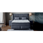 Pat Boxspring BELLA cu ladă de depozitare, structură metalică, material si saltea premium cu topper integrat - imagine 2