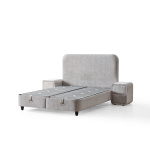 Pat Boxspring COMO PRO cu ladă de depozitare, structură metalică, material si saltea premium, design minimalist - imagine 5