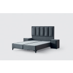 Pat Boxspring HERMES cu lada de depozitare, structura metalica, material si saltea premium cu topper integrat - imagine 3