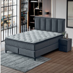 Pat Boxspring HERMES cu lada de depozitare, structura metalica, material si saltea premium cu topper integrat