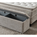Pat Boxspring MAJESTIC cu ladǎ de depozitare, structurǎ metalicǎ, saltea premium cu topper integrat, LED-uri integrate în căpătâi - imagine 7