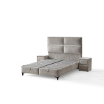 Pat Boxspring MAJESTIC cu ladǎ de depozitare, structurǎ metalicǎ, saltea premium cu topper integrat, LED-uri integrate în căpătâi - imagine 9