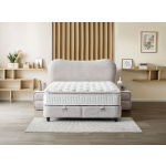 Pat Boxspring LUNARO cu lada de depozitare, structura metalica, saltea premium cu topper integrat, material premium - imagine 3