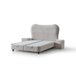 Pat Boxspring LUNARO cu lada de depozitare, structura metalica, saltea premium cu topper integrat, material premium - imagine 7