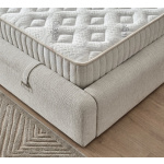 Pat Boxspring SERENITY cu ladǎ de depozitare, structurǎ metalicǎ, material si saltea premium, cu topper integrat - imagine 3