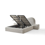 Pat Boxspring SERENITY cu ladǎ de depozitare, structurǎ metalicǎ, material si saltea premium, cu topper integrat - imagine 8
