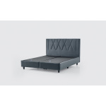 Pat Boxspring LOFT cu ladă de depozitare, structură metalică, saltea premium cu topper integrat, material catifelat - imagine 3