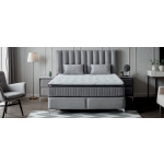 Pat Boxspring PARMA cu lada de depozitare, structura metalica, saltea premium cu topper integrat, material catifelat - imagine 3