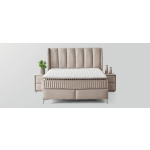 Pat Boxspring EDDA cu lada de depozitare, structura metalica, saltea premium cu topper integrat, material catifelat - imagine 2