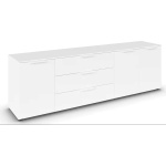 Comodă alb alpin 200 cm cu 3 uși, 3 sertare și compartimentare premium, design modern pentru living sau dormitor, înălțime 61 cm - imagine 3