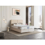 Pat Boxspring LEDA cu ladă de depozitare, structura metalica, material și saltea premium, design modern