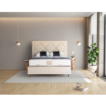 Pat Boxspring POINT cu lada de depozitare, structura metalica, saltea premium, material catifelat - imagine 2