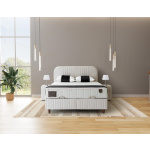 Pat Boxspring SIENNA cu ladǎ de depozitare, structurǎ metalicǎ, material si saltea premium - imagine 2