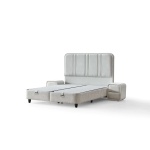 Pat Boxspring HUGO cu ladă de depozitare, structura metalica, material și saltea premium, design modern - imagine 5