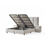 Pat Boxspring ASTORIA cu ladă de depozitare și saltea pocket spring cu topper integrat, design modern, tapițat premium - imagine 5
