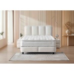 Pat Boxspring LONDON cu ladă de depozitare, structura metalica, material și saltea premium cu topper integrat - imagine 3