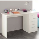 Birou de 121 cm latime, 3 sertare, culoare alb alpin, inaltime 75 cm