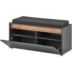 Băncuță pentru hol 100 cm, cu pantofar integrat și 4 compartimente, culoare gri antracit, material lemnos, design modern funcțional, 50 cm înălțime - imagine 2