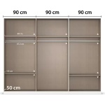Dulap 271 cm lățime, 6 uși batante (2 cu oglindă), compartimentare premium cu 5 rafturi și 3 bare haine, culoare stejar artizanal, material lemnos, 210 cm înălțime, design modern pentru dormitor - imagine 3