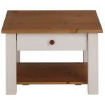 Masuta de cafea, 60 cm latime, culoare alb/stejar, un sertar, 40 cm inaltime - imagine 2