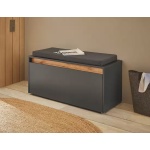 Băncuță pentru hol 100 cm, cu pantofar integrat și 4 compartimente, culoare gri antracit, material lemnos, design modern funcțional, 50 cm înălțime