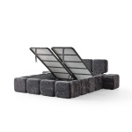 Pat Boxspring MARVEO cu ladǎ de depozitare, structurǎ metalicǎ, saltea premium cu topper integrat, material premium - imagine 5