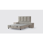 Pat Boxspring PAROS cu ladă de depozitare, structura metalica, material și saltea premium cu topper integrat - imagine 4