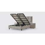 Pat Boxspring PAROS cu ladă de depozitare, structura metalica, material și saltea premium cu topper integrat - imagine 5