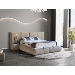 Pat Boxspring SEOSSA cu ladǎ de depozitare, structurǎ metalicǎ, material si saltea premium