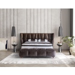 Pat Boxspring KING MASTER cu ladă de depozitare, structura metalica, material și saltea premium cu topper integrat, bancuta separata - imagine 2