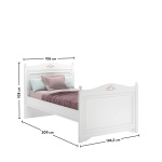 Pat copii 90×200 cm, stil clasic romantic, alb mat cu detalii florale roz, tăblie sculptată, design sigur și elegant BUTTERFLY - imagine 5