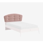 Pat copii 90×200 cm, stil modern romantic, roz pudrat și crem, tăblie tapițată moale, design elegant și sigur PEARL - imagine 3
